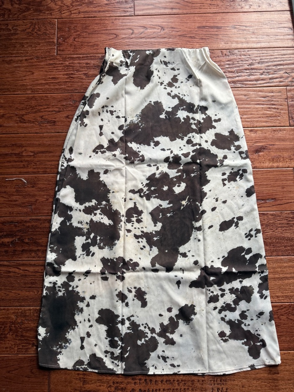 Source Unknown Black & White Cow Print Maxi Skirt